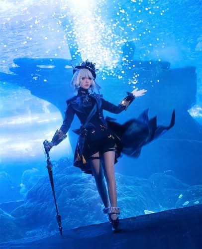 [NOKIJP] Косплей Genshin Impact Костюм для косплея Флины, Genshin Impact: Нерушимый Солист, Косплей Богини Воды (Черная Флина, М)