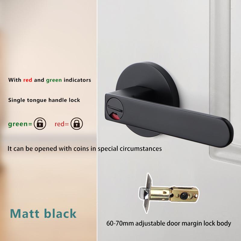 Indoor Door Indication Lock Household Keyed Three-lever Handle Lock White Bathroom Occupied or Unoccupied Door Handle