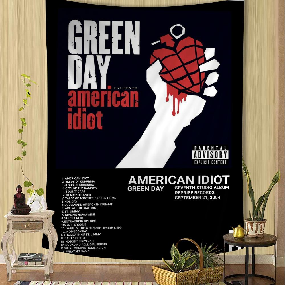 GGreen DDay American Idiot DIY Wall Tapestry Hanging Tarot Hippie Wall Rugs Dorm Home Decor