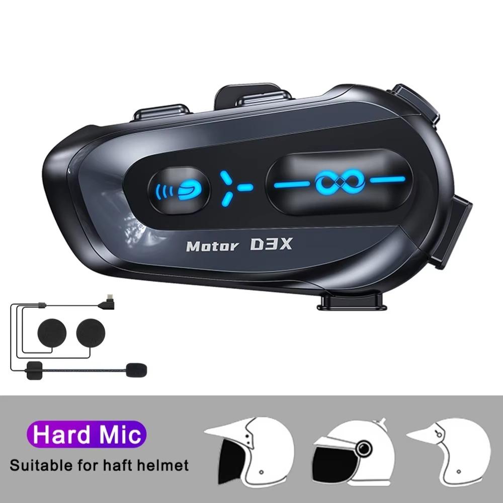 600M Intercom Bluetooth 5.3 EDR Helmet Headset with Music Sharing Motorcycle Wireless Earphone Hands-free Call Anti-interference Headphone for 6 Rider