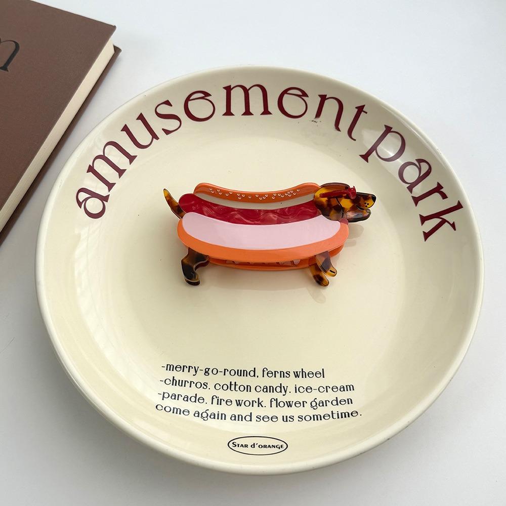 Acetic Acid Sausage Dog Hair Clip Large Cartoon Hairpin Fashion Dachshund Hair Claw  Streetwear