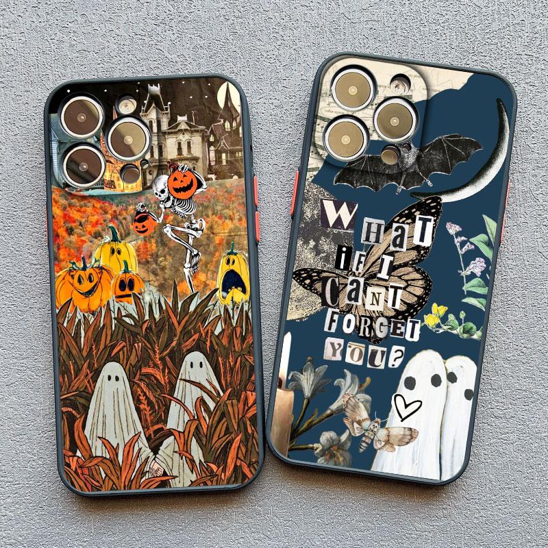 Матовый чехол для телефона для iPhone 17 16 11 13 12 14 15 Pro Max 12 Mini 16 15 Plus X XS XR Иллюстрация призрака 11 Силиконовые задние крышки