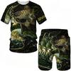 T Shirt & Shorts Sets 2piece Suit for Mens Fish Pattern Print Short Sleeve Tracksuit Leisure 3D Polyester Man's Set