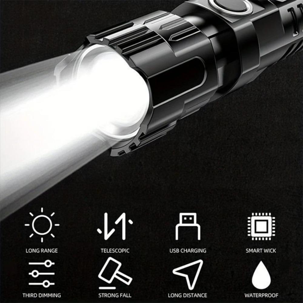 60W Super Powerful LED Flashlight Zoom Tactical Torch Built-in Battery USB Rechargeable Waterproof Lamp Ultra Bright Lantern
