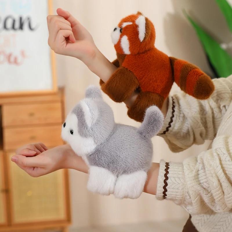 Творческие мягкие игрушки енот лиса хаски кошка обезьяна папа круг игрушка обернутая вокруг руки кукла игрушки для детей подарок на день рождения