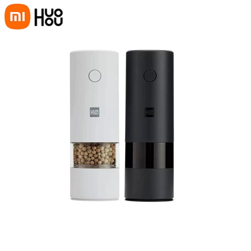 Xiaomi HUOHOU Автоматическая электрическая мельница для перца, соли, светодиодная подсветка, 5 режимов, фарфоровая мельница для специй, керамическая мельница