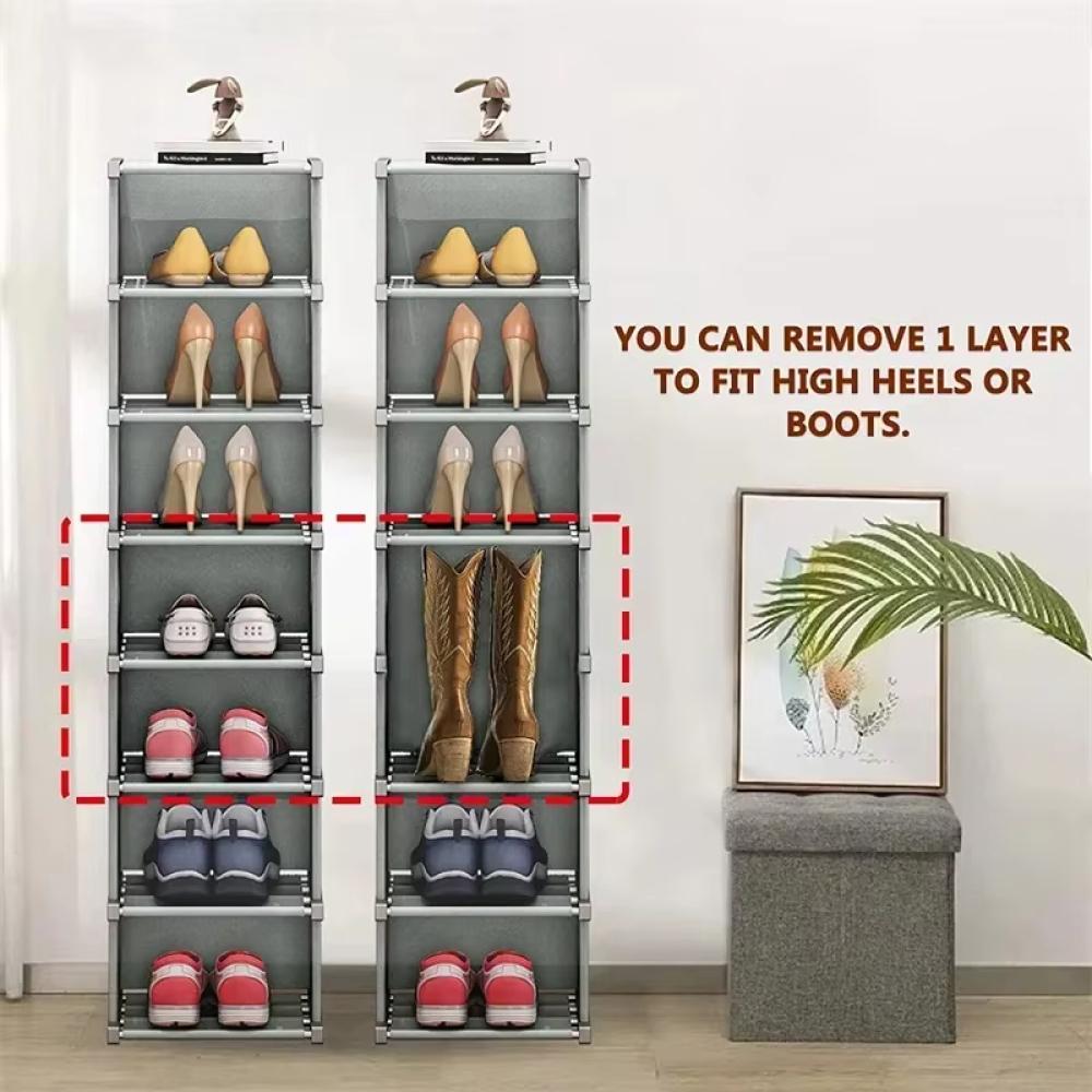 Metal Shoe Organizer Multiple Layers Dormitory Storage Rack Stackable Shelf Adjustable Storage Cabinet Save Space For Bedroom