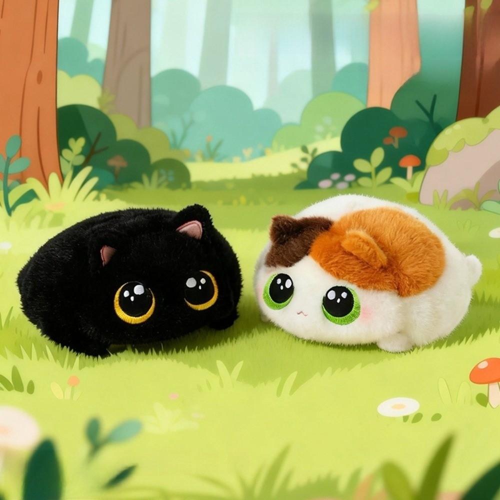 Round Black Cat Plush Toys Cartoon Cat Stuffed Animal New Cat Pillow Gifts