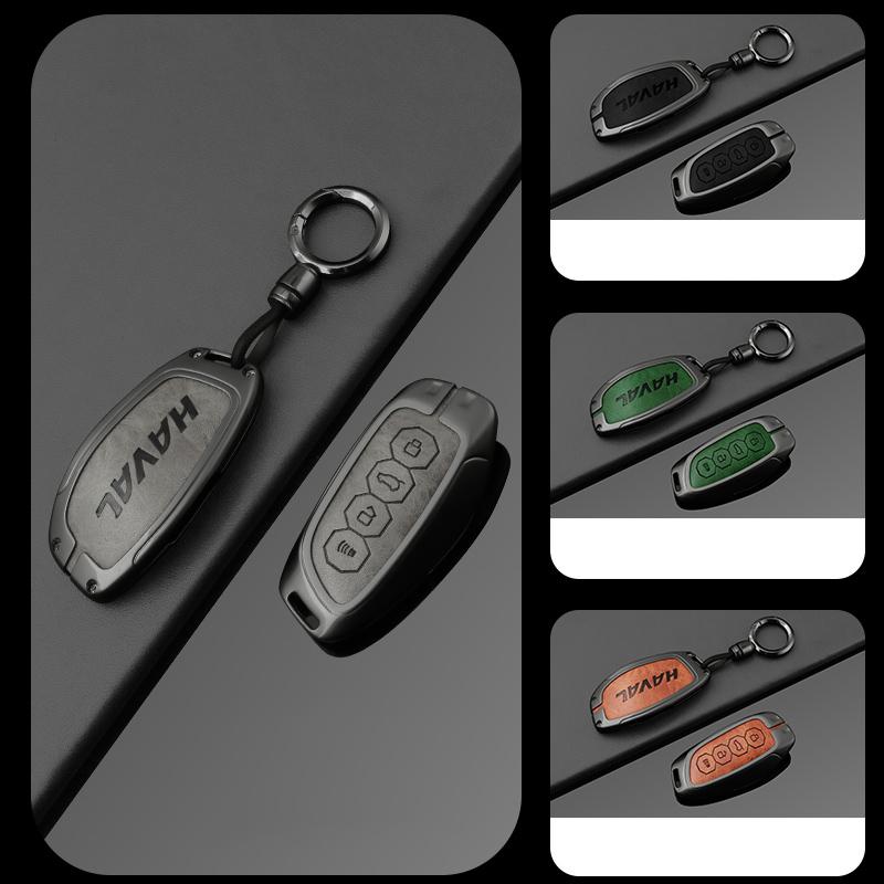 Leather Car Key Case Cover for Great Wall Haval H6 2024 H9 2024 F7x H5 H3 H2 M6 Cool Dog Plus Owl Dragon MAX F7 Accessories