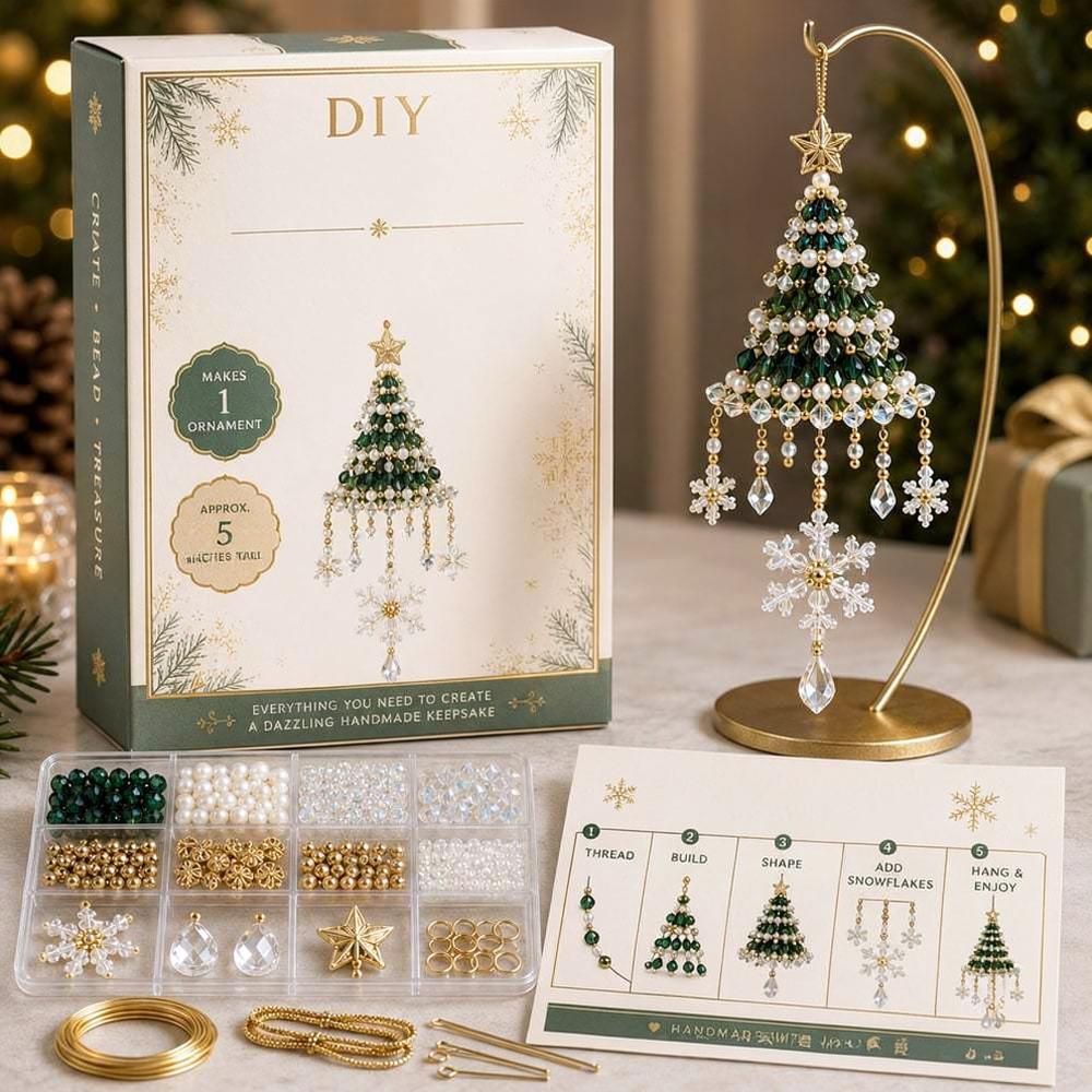 Handmade Christmas Tree Bead Kit DIY Ornament Supplies Decorative Plastic Pendants For Seasonal Holiday Decor