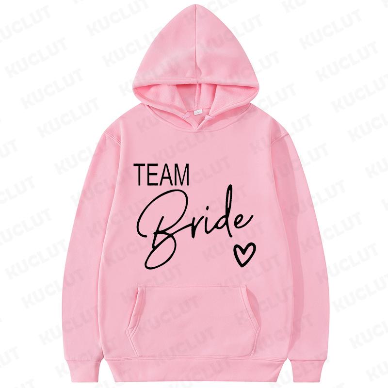 Team Bride Matching Hoodies Women Soft Casual Bridesmaid Bachelorette Party Gift Hooded Sweatshirts Wedding Group Outfits Tops