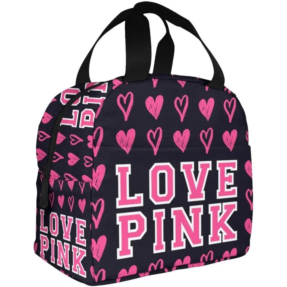 Love Pink Женская изолированная сумка для ланча с клубничным молоком, многоразовая охлаждающая сумка для ланча, милый контейнер для ланча для мальчиков и девочек, переносная сумка для ланча