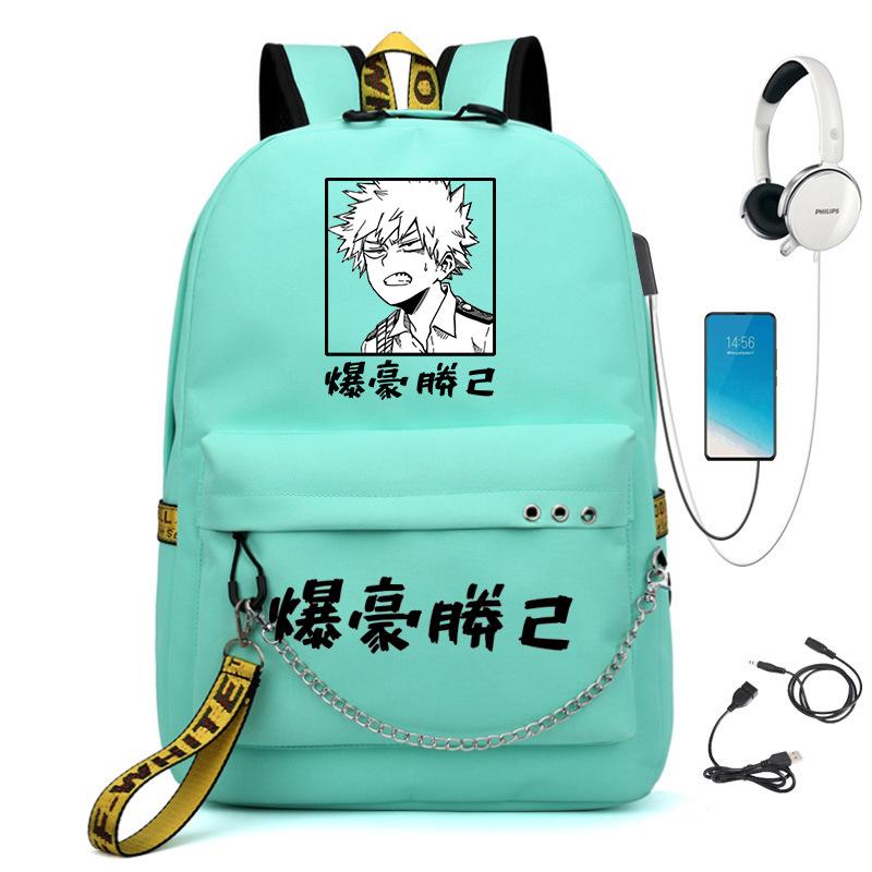 Дорожная сумка My Hero Academia Аниме Периферия Рюкзак USB Большая вместимость Студенческая школьная сумка