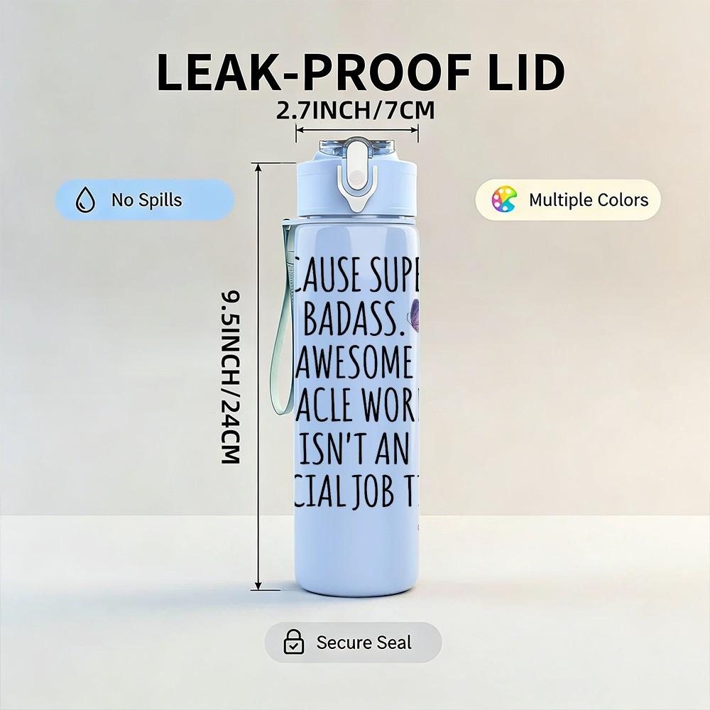 1PC Nurse Super Hero Quote Print 750ml Color Plastic Sports Water Bottle Leakproof Flip Straw Lid Suitable for Sports Office Home Use