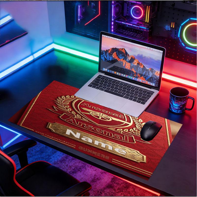 Custom Name Personalized Arsenal F.C Pattern Mousepad, Laptop PC Desk Mat, Decorative Desk Mat for Home Keyboard Pad Gift