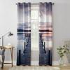 Lake Plank Bridge Clouds Window Curtain Bedroom Living Room Window Drapes Kitchen Decoration Blinds Curtain