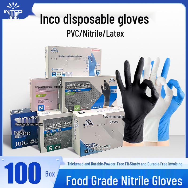 Inco Durable Food-Grade Nitrile Gloves for Kitchen and Cleaning