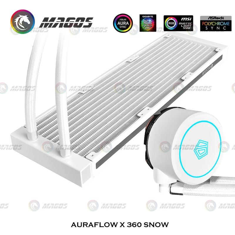 AIO RGB CPU Water Cooler Pure White With 360mm Radiator +3x120mm RGB PWM Fans Intel /AMD/TR4 Aluminum Copper
