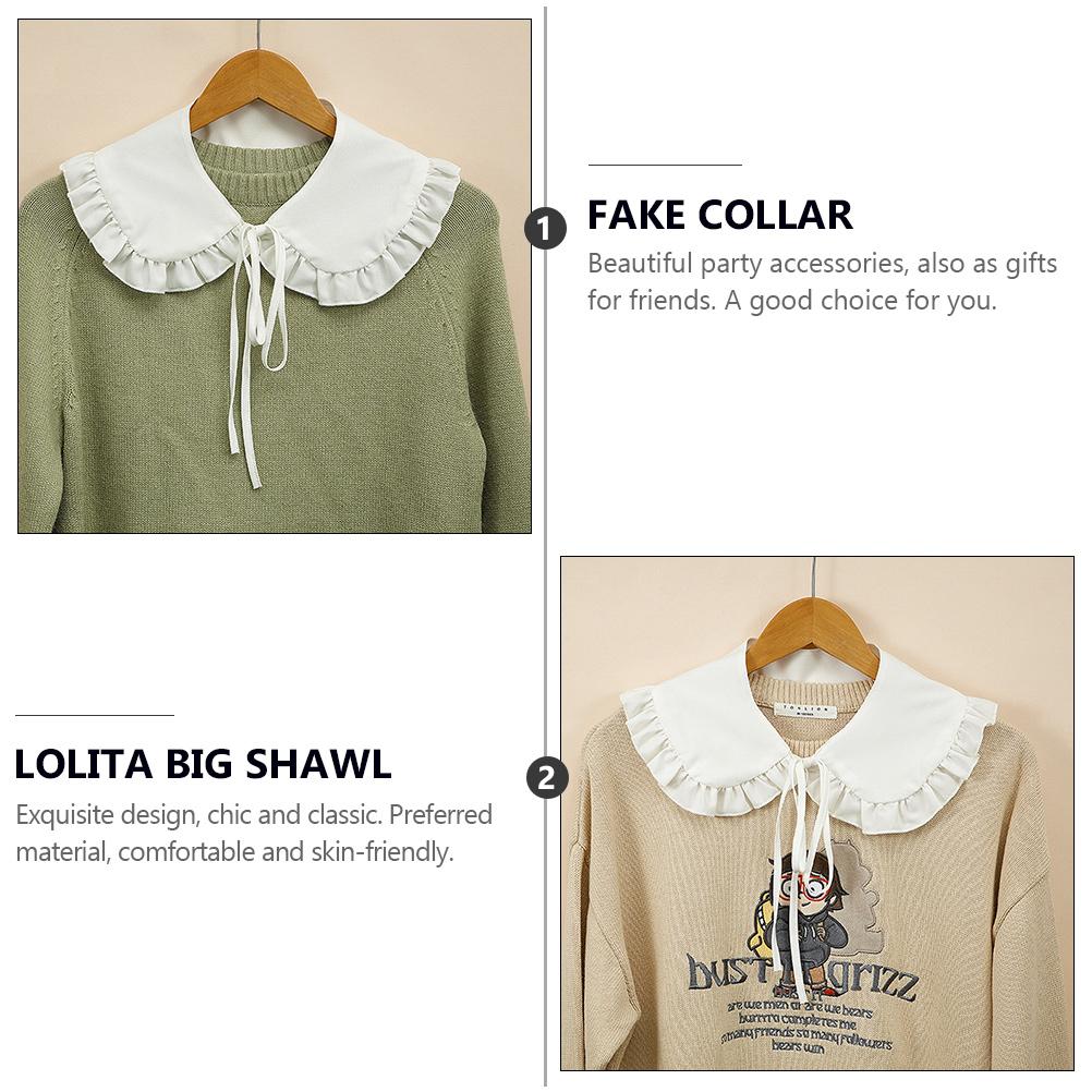 Shawl False Collar Clothes Accessory Women Detachable White Fake Dress Shirts for Sweater Ruffles Decor Lapel Lolita Big