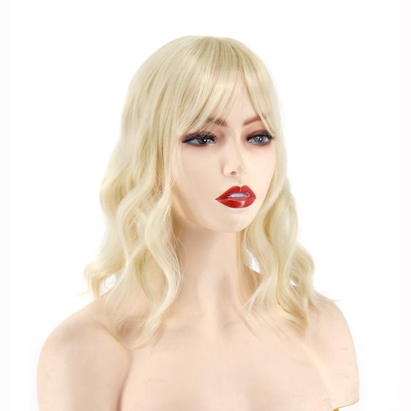 MERISIHAIR Женские короткие волосы с челкой, натуральный волнистый зажим на парике из синтетического волокна, подходит для косплея, вечеринки, повседневного использования