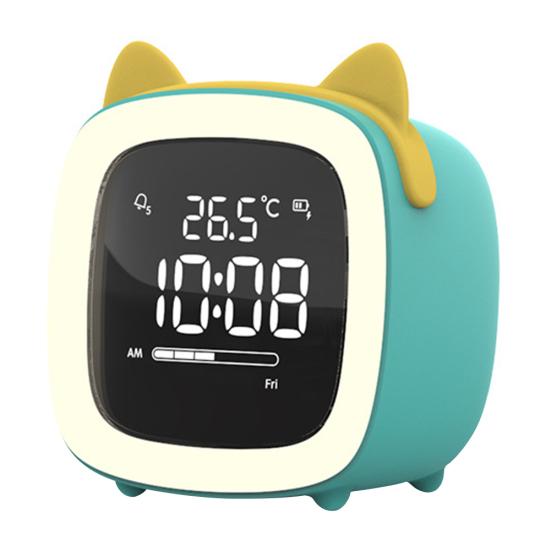 Cartoon Rabbit Ear Shape Rechargeable Digital Display LED Nigh Light Alarm Clock