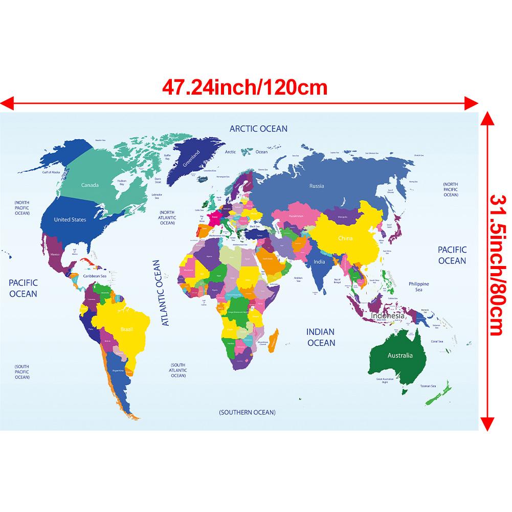 Декоративный постер «Карта мира» Холст с распылением Настенный декор Школьные принадлежности Гостиная Украшение для дома