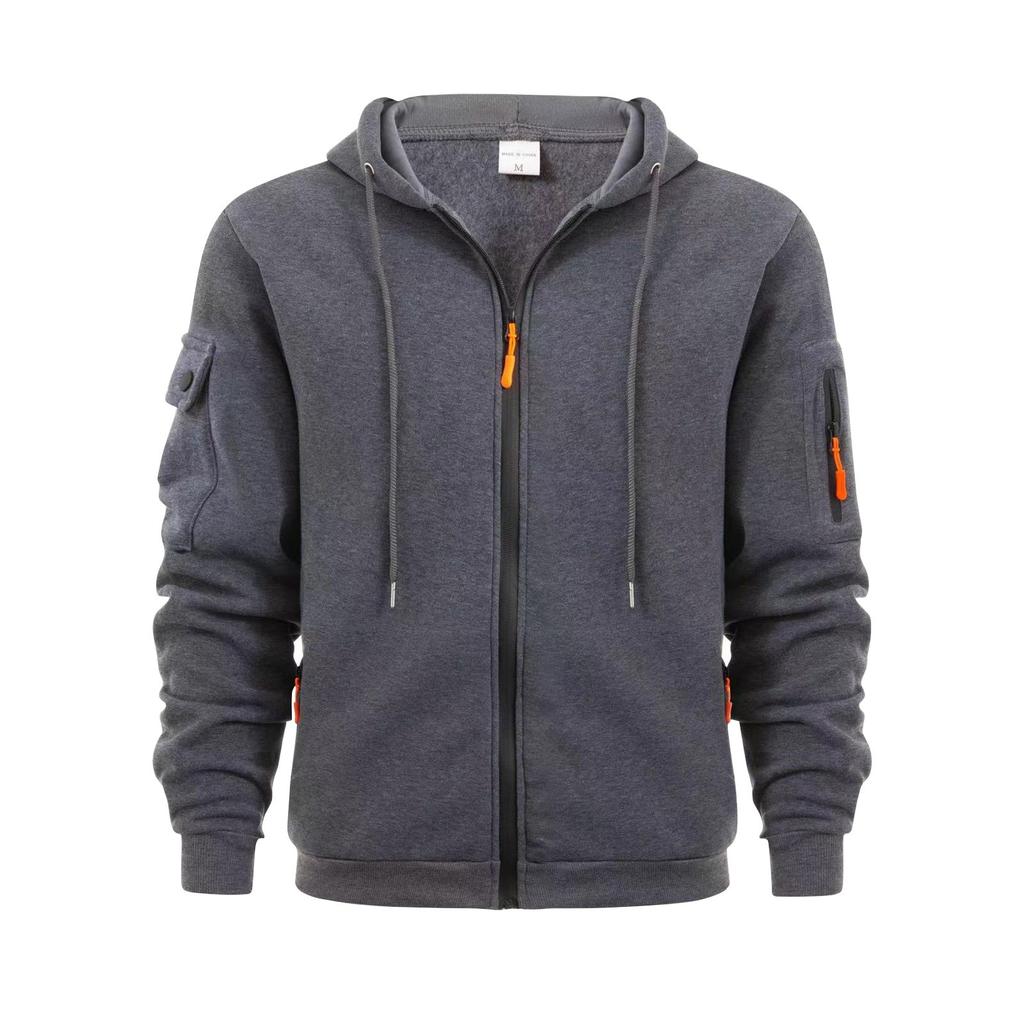 Мужская толстовка с капюшоном на молнии, карманный кардиган, мужская спортивная повседневная толстовка большого размера