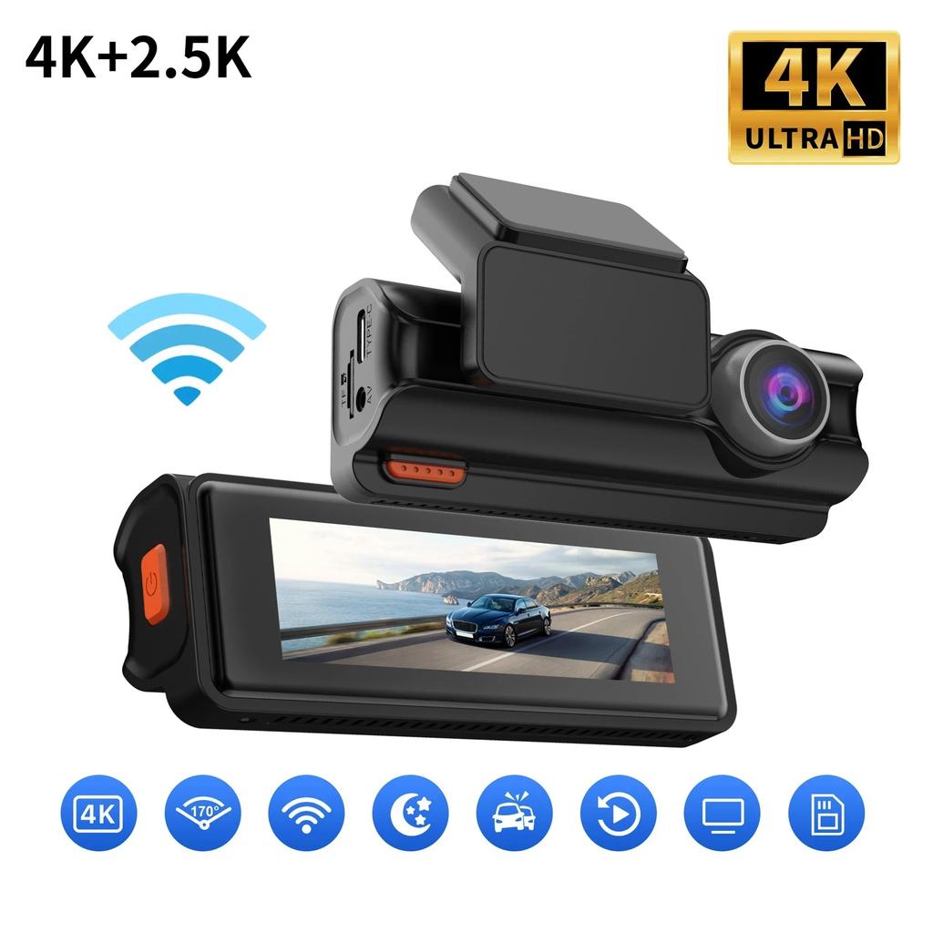 Новый 4K видеорегистратор, двойная камера, WiFi, Автомобильный DVR, Запись спереди и сзади, 4K+2.5K, Мониторинг парковки, G-сенсор, Циклическая запись