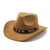 Ethnic Style Western Cowboy Top Hat Suede Men'S And Women'S Felt Hat Rivet Roll Edge Jazz Hat