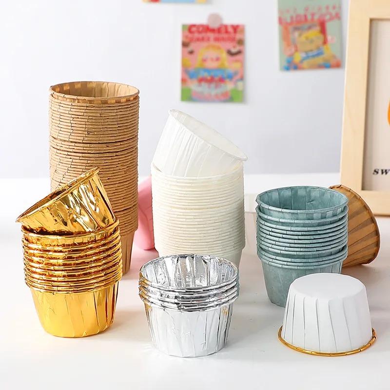 50/100 шт. Маленькая мини-упаковка для кексов, бумажные стаканчики для кексов, обертки для кексов, формочки для выпечки, коробки для кексов, инструменты для самостоятельного приготовления торта, кухонные принадлежности для выпечки