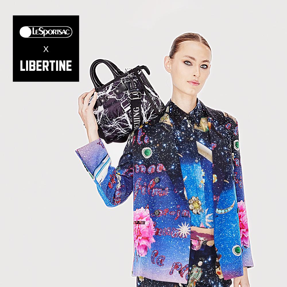 Lesportsac Libertine Midnight Forest Large Johnny Go Lightly Tote Bag [1418.Ha42]