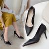 Spring 2025 New Single Shoes Pointed Toe Stiletto Black Work Shoes Professional Women's Red High Heels