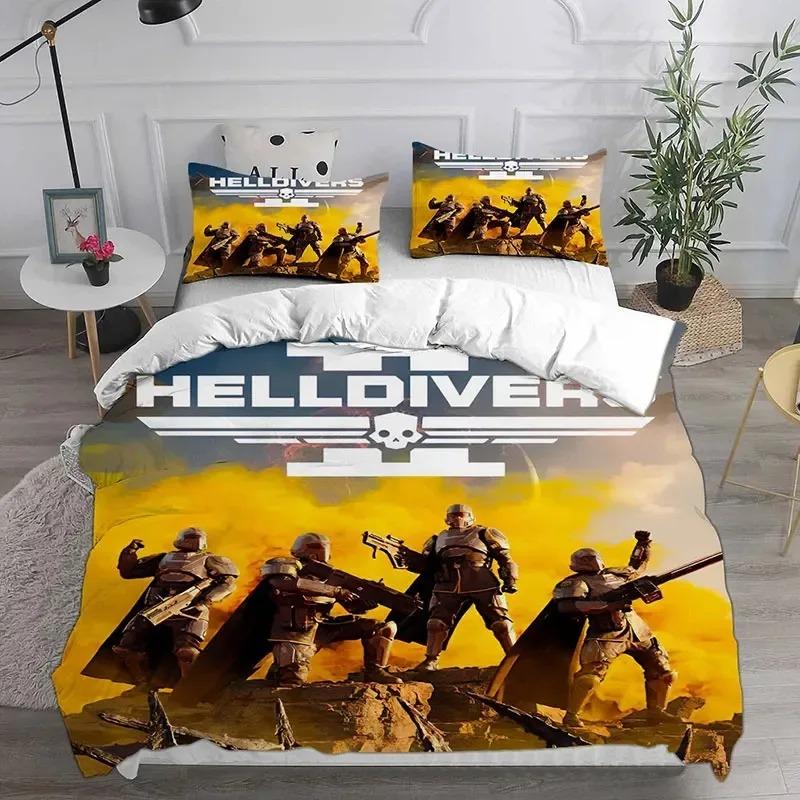 3D Helldivers 2 Bedding Collections Comforter Quilt Bed Cover Duvet Cover Pillow Case 2 3 Pieces Collections Boys Adult Size Home Use Textiles