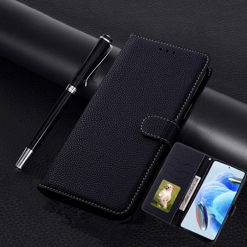 Luxury Solid Leather Flip Wallet Phone Case For Xiaomi Redmi Note 12 11 Pro 12S 11S 12 11A A1 Poco M4 X4 X5 Pro 5G 4G Stand Holder Book Cover