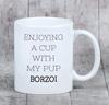 Chart Rosyjski Borzoj, Borzoi, Barzoi -Kubek Ze Zdjęciem I Napisem Geometryczny Pies Art-Dog