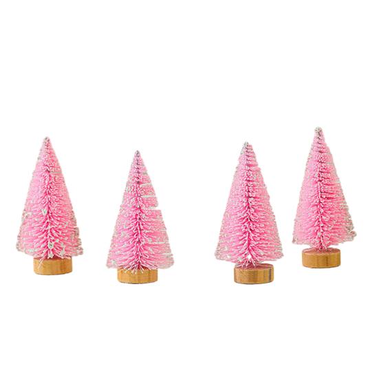 4 шт., мини-рождественская елка, реалистичная деревянная основа, миниатюрная сосна для вечеринки, праздничные украшения для рабочего стола