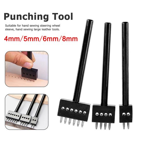 4/5/6/8mm Pitch 2 4 6 Prong DIY Round Punch Hole Leather Craft Punching Tool