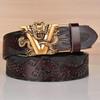 Dragon Embossed Automatic Buckle Men's Belt - Cowhide Casual Jean Accessory