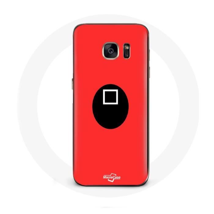 Case for Samsung Galaxy S6 Edge Squid Game Square Mask Red Background