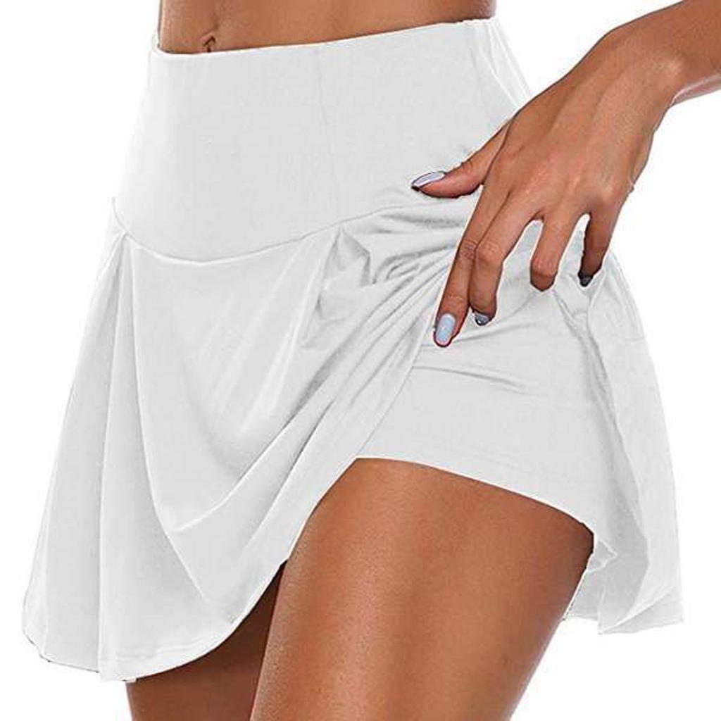 Women's  Athletic Stretchy Pleated Tennis Skirts Run Yoga Inner Shorts Elastic Sports Golf Skorts