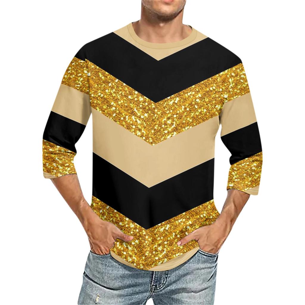 Мужская однотонная футболка с круглым вырезом и рукавами три четверти