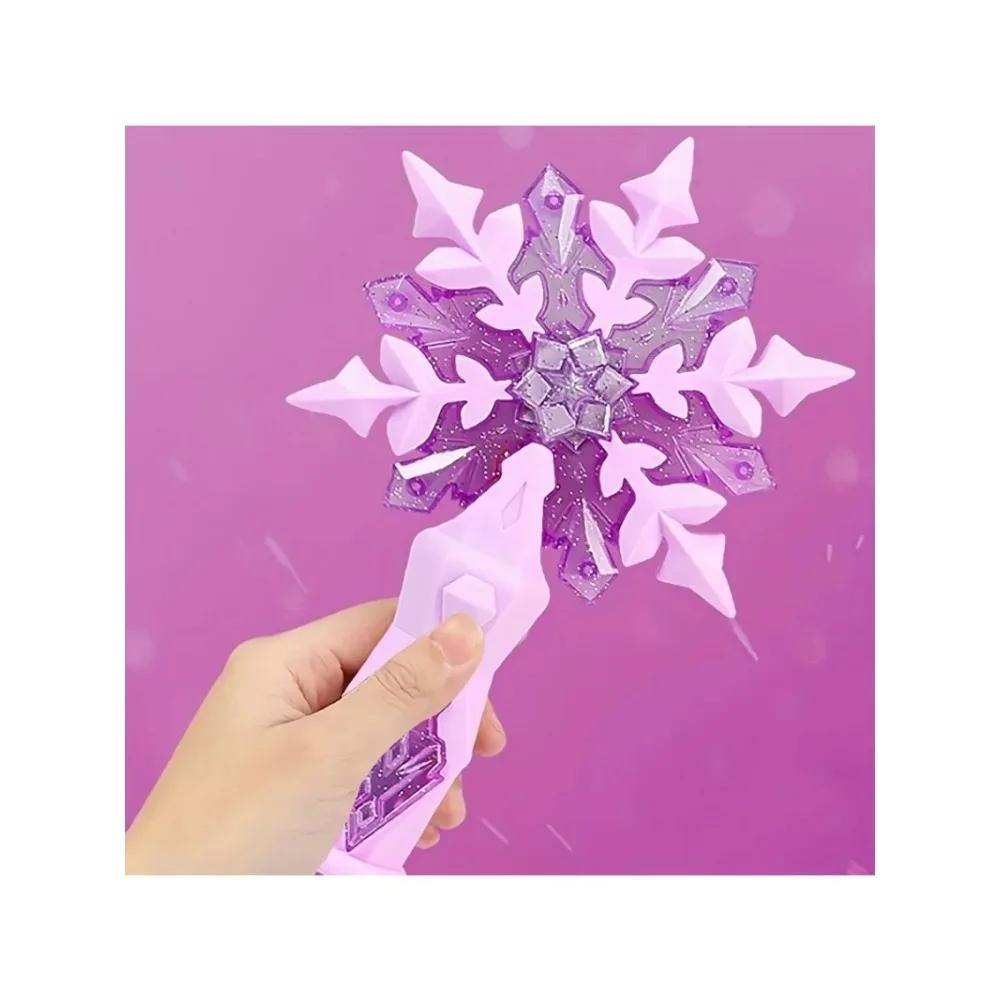 Non-Toxic Princess Snow Wand Toy Fairy Children Glowing Wands Christmas Halloween Children Toys Snowflake Light Sound Sticks Kid Cosplay