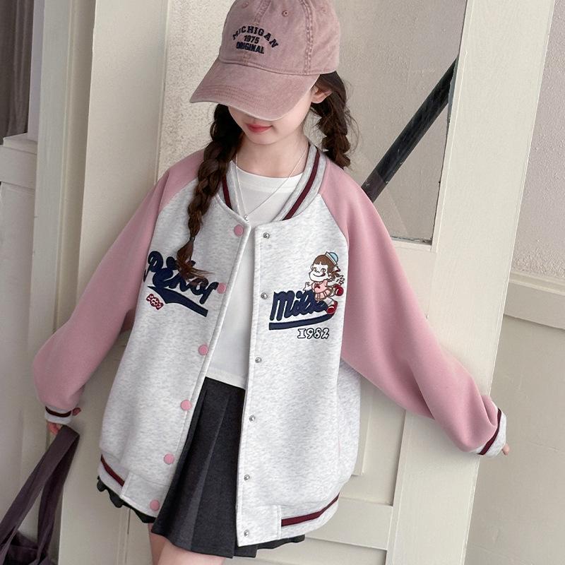 Стильные бейсбольные куртки для девочек весна-осень 2025 для детей среднего и старшего возраста