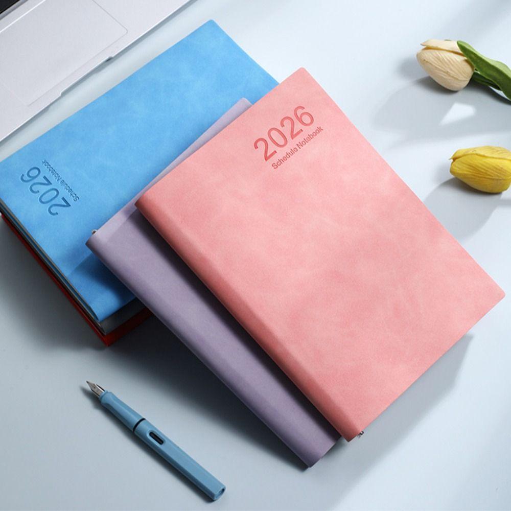 PU Leather Cover 2026 365-Day Schedule Notebook A5 Weekly Monthly Schedule Book Conference