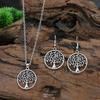 3-piece Vintage Ethnic Style Women's Jewelry Set: Antique Silver Tree of Life Pendant Earrings and Necklace, Simple and Unique Accessories