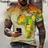 Street Map Pattern Men's T-shirt Retro Trend Fashion New Clothing Versatile Top European Map Design Tees Size XXS-5XL