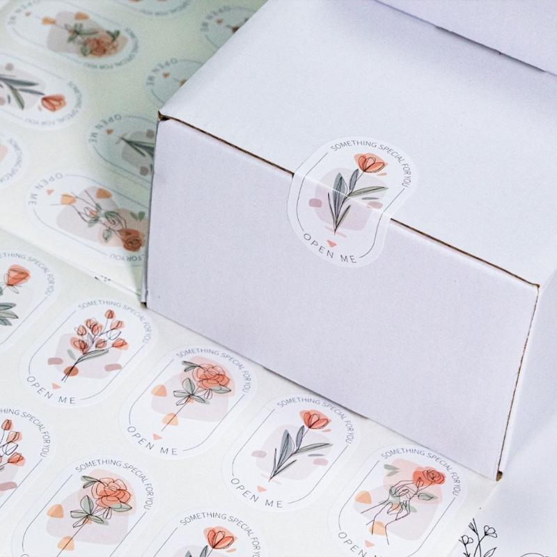 100Pcs Rectangular Flower Seal Sticker for Seal Envelope Card Packaging Adhesive Wrapping Label for Wedding Baby Showers