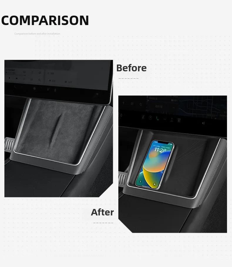 Tapis de protection en silicone pour station de charge sans fil, console centrale, motif écossais