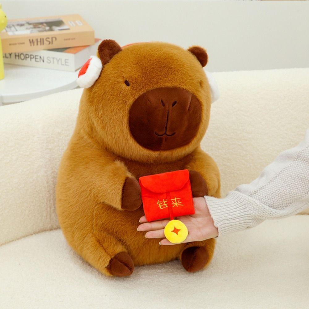Red Packet Capybara Plush Doll Soft Stuffed Capybara Doll Simulation Capybara Toy Christmas Toy