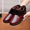 Winter Cotton Shoes, Middle-aged and Elderly Women's Shoes, Flat-bottomed Plus Velvet Warm Leather Shoes for The Elderly, Soft-soled and Non-slip